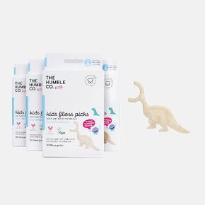 The Humble Co. Dental Floss Picks for Kids (200 Count) – Plant Based, Dinosaur Shaped Floss for Kids, Cruelty Free Kids Floss for Superior Oral Care, Dental Care, and Gum Health (Mint)