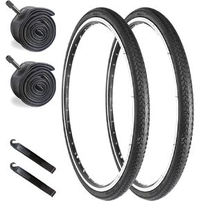 24/26 X 1 3/8 (37-540) Bike Tires with 24/26 Inch Bike Inner Tubes 32mm Shrader Valve for 24/26 City Bike, Vintage Bicycle