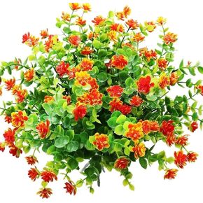 Fake Plants Outdoor Artificial Boxwood UV Resistant Faux Stems Plants, Faux Plastic Greenery for Indoor Outdoors Hanging Plants Garden Porch Window Box Home Wedding Farmhouse Décor 6PCS
