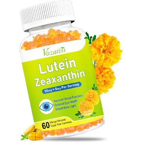 Eye Vitamins Lutein & Zeaxanthin Gummies, Sugar Free Eye Health Supplements with Bilberry, Astaxanthin - Support Blue Light, Visual Function and Macular Health - Mango Flavored, 120 Count