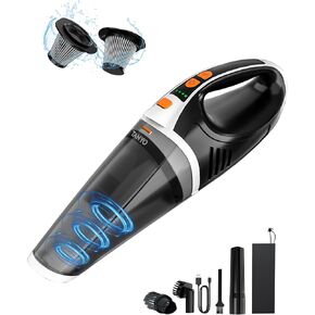 TANYO Handheld Vacuum Cordless, 15KPA Strong Suction Brushless Car Vacuum Cleaner, 2-Speed 120W High Power Car Vacuum Portable Cordless with LED Light and Multiple Nozzles for Home, Car, Office, Pet