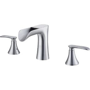 Two Handles Bathroom Faucet Brushed Nickel 8 inch, Waterfall Bathroom Faucet, Widespread Bathroom Faucet,Waterfall Faucet