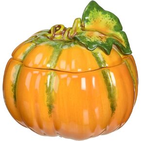Cosmos 10363 Fine Porcelain Lift Off Lid Small Pumpkin Box, 3-1/2-Inch, Orange