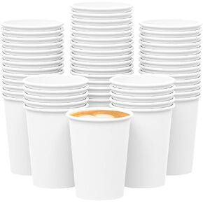 210 Count 12 oz Disposable White Paper Coffee Cups, To Go Hot Cups for Coffee, Chocolate, Juice, Hot or Cold Beverage Drinking Cup Suitable for Party, Office, Travel, and Events