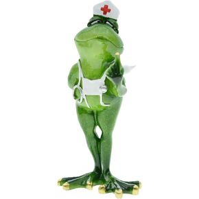 Queemie® Funny Frog Nurse Figurine, Injection Pose Froggy Sculpture, Personalized Animal Collectible Figurines Mascot Frogs Resin Crafts Statue