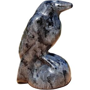 Natural Crystal Bird Figurine Carving Raven Figurine Crystal Crow Quartz Skull Home Decor Crystal Animal Statue (Yooperlite 1)