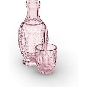 Zanzer Pink/Purple Vintage Bedside Night Carafe Set with Glass Tumbler Perfect for Storing Water, Juice and Other Drinks on Desktop/Shelf in Saudi Arabia