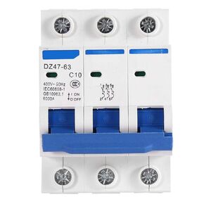 3 Pole Miniature Circuit Breaker Safety Breaker DZ47-63 AC 400V 6/10/16/20A(6A)