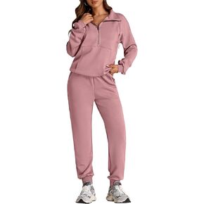PRETTYGARDEN Long Sleeve Half Zip Sweatsuits Women 2 Piece Outfit Fall 2024 Casual Sweatshirt Sweatpants Lounge Set Tracksuit