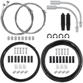Universal Bicycle Brake Cable and Shift Cable Bike Cable Housing Kit Bike Transmission Line Cable Kit with Bicycle Cable End Caps and O-Rings