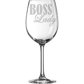 G070 Wine Glass Boss Lady, 11 oz Clear with stem Gift for Girlfriend Boss, Grandma, Grandmother, Aunt, Sister, Mother, Friend