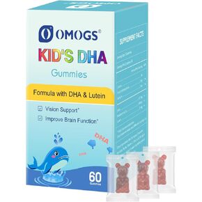 Children’s DHA Blueberry Flavoured Gummies, with Lutein, Omega-3 & Vitamin C for Eye Health, Brain Health & Healthy Immunity, Gluten Free, Vegan, 60 Gummies.