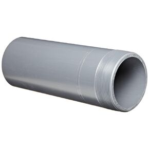 Spears 188N Series PVC Pipe Fitting, Nipple, Thread on One End, Schedule 80, Gray, 1-1/2" NPT Male x Socket, 6" Length