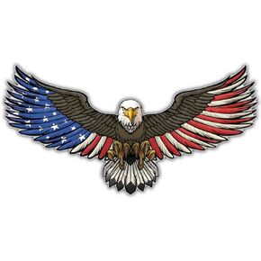 American Bald Eagle Flag Decal Sticker Bubble-Free Vinyl Made in USA Truck Bike Helmet Vehicle Window Wall (9" Wide)