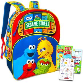 Sesame Street Backpack for Kids - Bundle with 16" Sesame Street Backpack, Sesame Street Coloring Book, Sesame Street Stickers, More | Elmo Backpack for School in Saudi Arabia