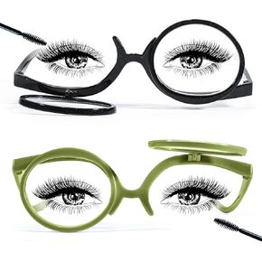 2 Packs Makeup Reading glasses Magnifying Readers for Women Eyeglasses Flip Down & Flip Up Double Lens