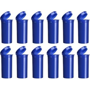 Multi-Use 13 Dram Pop Top Empty Pill Containers, Waterproof Airtight Plastic Bottles for Herbs, Supplements, Vitamins & Medicines, 12 Pack (Blue Opaque)