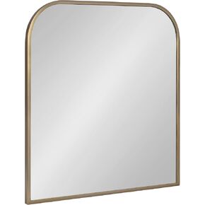 Kate and Laurel Valenti Contemporary Metal Wide Arched Wall Mirror, 28 x 30, Black, Sophisticated Modern Transitional Round Arch Mirror with Narrow Frame