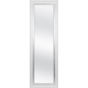 MCS Over The Door Mirror, Full Length Hanging Mirror for Bedroom and Bathroom Doors, 17 by 53 Inch, White Wood Grain with Silver Trim