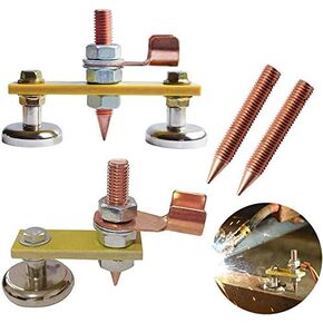 QISF 6 Pcs Magnetic Welding Head, Welding Ground Clamp, Magnetic Welding Support,Strong Magnetism Large Suction,Copper Tail Welding Stability Clamps(2 Sets)