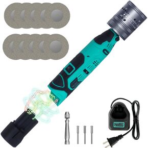 Cordless Tungsten Electrode Sharpener Grinder For TIG welding, 6 sizes&10 angles, Cordless TIG Welding Rotary Tool with 12V Battery, 10 Pro Diamond Wheels, 3 CNC Mandrels