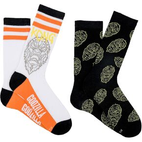 Everything Legwear Godzilla x Kong Crew Socks (2 Pair) - Kong Mask - One Size Fits Most