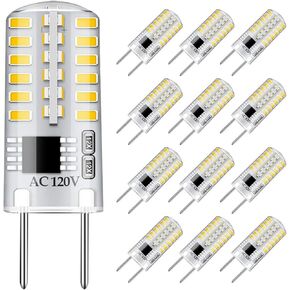 G8 LED لمبة عكس الضوء 3W أبيض دافئ 3000K T4 قاعدة ثنائية الدبوس 120V 20W-25W استبدال لمبة الهالوجين لتحت الخزانة، إضاءة العداد (12 حزمة)