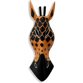G6 Collection Wooden Tribal Giraffe Mask Hand Carved Wall Plaque Hanging Home Decor Accent Art Unique Sculpture Decoration Handmade Gift Handcrafted Decorative Mask (20" Tall)