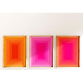 Trendy Retro Abstract Aura Gradient Poster Pink And Orange Abstract Canvas Aura Color Gradient Wall Art Painting Colorful Abstract Prints Gradient Pictures Orange And Pink Artwork 16x24inchx3 No Frame