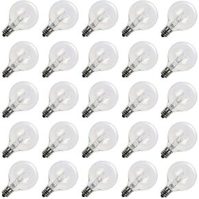 Brightown Multicolor G40 Christmas Replacement Light Bulbs, UL Listed 5 Watt E12 C7 Candelabra Base Glass Bulbs with Colorful Coating, Easily Screw in Strings Spools Strands, 25 Pack