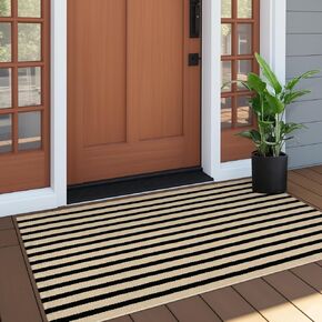 OJIA Fall Front Door Mat 24''x35'' Black and White Front Door Rug Machine Washable Entry Rug Cotton Woven Indoor Outdoor Doormat Small Area Rugs for Porch/Home Entrance/Entryway/Kitchen