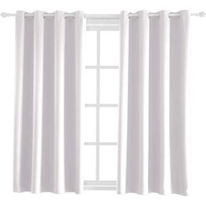 Inherent Flame Fire Resistant Room Darkening Blackout Window Curtains, Greyish White, 8 Silver Grommet, 52Wx84L Inch,Pack of 1 Panel