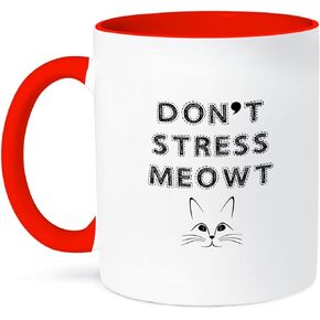 3dRose Don't Stress Meowt Mug, 11 oz, Red