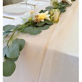 PapaKit Shimmer Blush Pink Tulle Table Runner 27in x 10ft (3.3 Yard) for Holidays, Wedding Decoration, Parties and Everyday Décor
