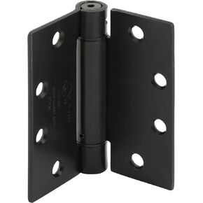 Prime-Line U 1158483 Door Hinge Commercial UL Adjustable Self-Closing Spring Hinge, 4-1/2 In. x 4-1/2 In. with Square Corners, 4 Holes per Leaf with Screws, Matte Black Finish, .134 In. Gauge (3 Pack)