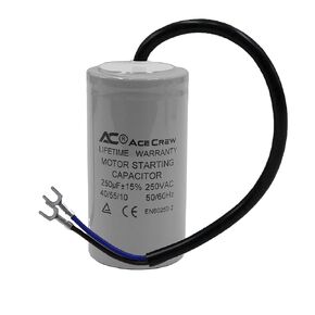 AceCrew 250uF 250VAC 50/60Hz Motor Starting Capacitor with 2 Wires for Air Compressor Motor Starts Running