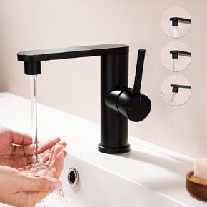 Tohlar Gold Bathroom Faucet, Single Hole Bathroom Sink Faucet with Sprayer, Brushed Gold Faucet Single Handle 360° Swivel for Bathroom, Vanity - Solid Stainless Steel, Assembly Drain, 24" Supply Hoses