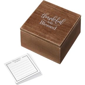 Lillian Rose Rustic Wooden Thankful and Blessed Box with 30 Note Cards, One Size, brown