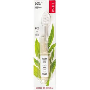 RADIUS Toothbrush Source Floss Brush BPA Free & ADA Accepted Improve Gum Health & Reduce Gum Issues - Medium - Starch - Pack of 1 in Kuwait