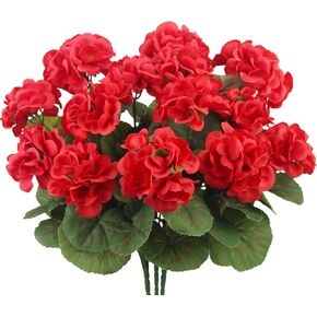3 Pcs Artificial Geraniums Flowers Silk Geraniums for Outdoors UV Resistant Blue Artificial Geranium Bush Faux Flowers Plant Geraniums for Garden Home Decor Indoor Patio Vase Table Centerpiece