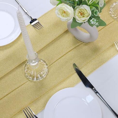 Aviviho 10ft Gold Table Runner Glitter Table Runner Gauze Table Runner Wedding Table Runner 29 x 120 Inch Long for Romantic Party Wedding Baby Shower Party Decor Arch Table Gold Decorations in Saudi Arabia