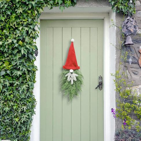 Christmas Wreath for Front Door, Artificial Pine Spruce Hanging Gnome Wreath Decorations with Light, for Home Window Wall Farmhouse Holiday Decor. in Kuwait