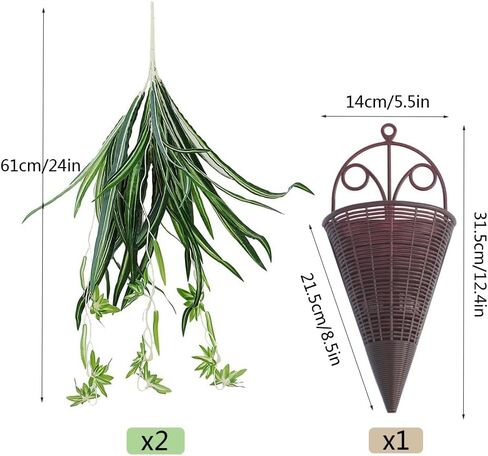 نباتات معلقة اصطناعية من WEISPARK مع سلة، أوراق نبات الأوركيد المزيفة المعلقة في الأواني، خضرة زراعية صناعية لتزيين جدران غرفة المنزل والمكتب والفناء in Kuwait