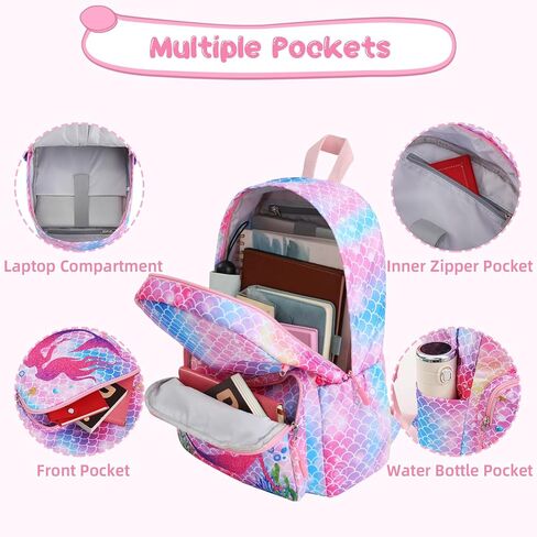 حقيبة ظهر حورية البحر للفتيات، حقائب ظهر لرياض الأطفال في مرحلة ما قبل المدرسة، حقيبة كتب لطيفة للأطفال الصغار، حقيبة مدرسية للعودة الابتدائية إلى المدرسة مع زخرفة قلادة من القطيفة in Kuwait