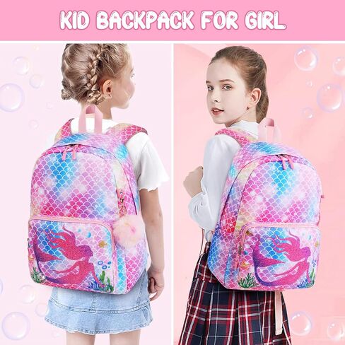 حقيبة ظهر حورية البحر للفتيات، حقائب ظهر لرياض الأطفال في مرحلة ما قبل المدرسة، حقيبة كتب لطيفة للأطفال الصغار، حقيبة مدرسية للعودة الابتدائية إلى المدرسة مع زخرفة قلادة من القطيفة in Kuwait
