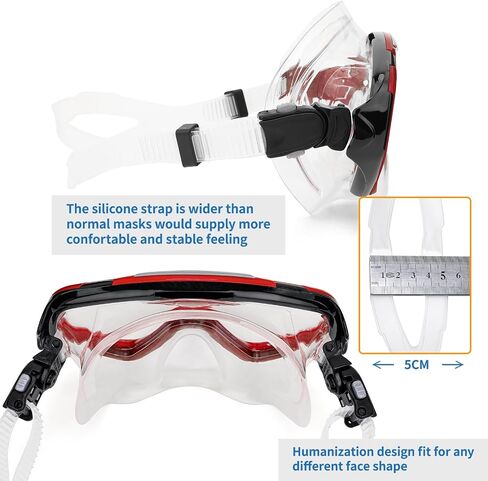Snorkel Mask Adult,Panoramic Tempered Glass Diving Masks, Wide View Swim Goggles Anti-Fog Anti-Leak for Scuba Diving Swimming in Saudi Arabia