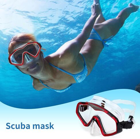 Snorkel Mask Adult,Panoramic Tempered Glass Diving Masks, Wide View Swim Goggles Anti-Fog Anti-Leak for Scuba Diving Swimming in Saudi Arabia