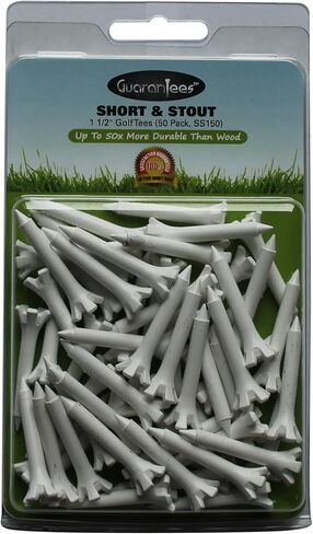 Guarantees Short & Stout 1 1/2" Plastic Golf Tees, Durable 50 Pack, USA Made White in Saudi Arabia