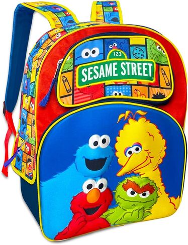 حقيبة ظهر Sesame Street للأطفال - حزمة مع حقيبة ظهر Sesame Street مقاس 16 بوصة، وكتاب تلوين Sesame Street، وملصقات Sesame Street، والمزيد | حقيبة ظهر Elmo للمدرسة in Saudi Arabia