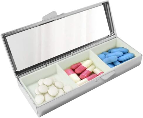 WIRESTER Pill Box, Rectangle 3 Day Compartment Pill Case with Mirror, Medicine Tablet Vitamin Holder for Pocket Purse Travel - Mermaid Scales Blue Wave in Saudi Arabia